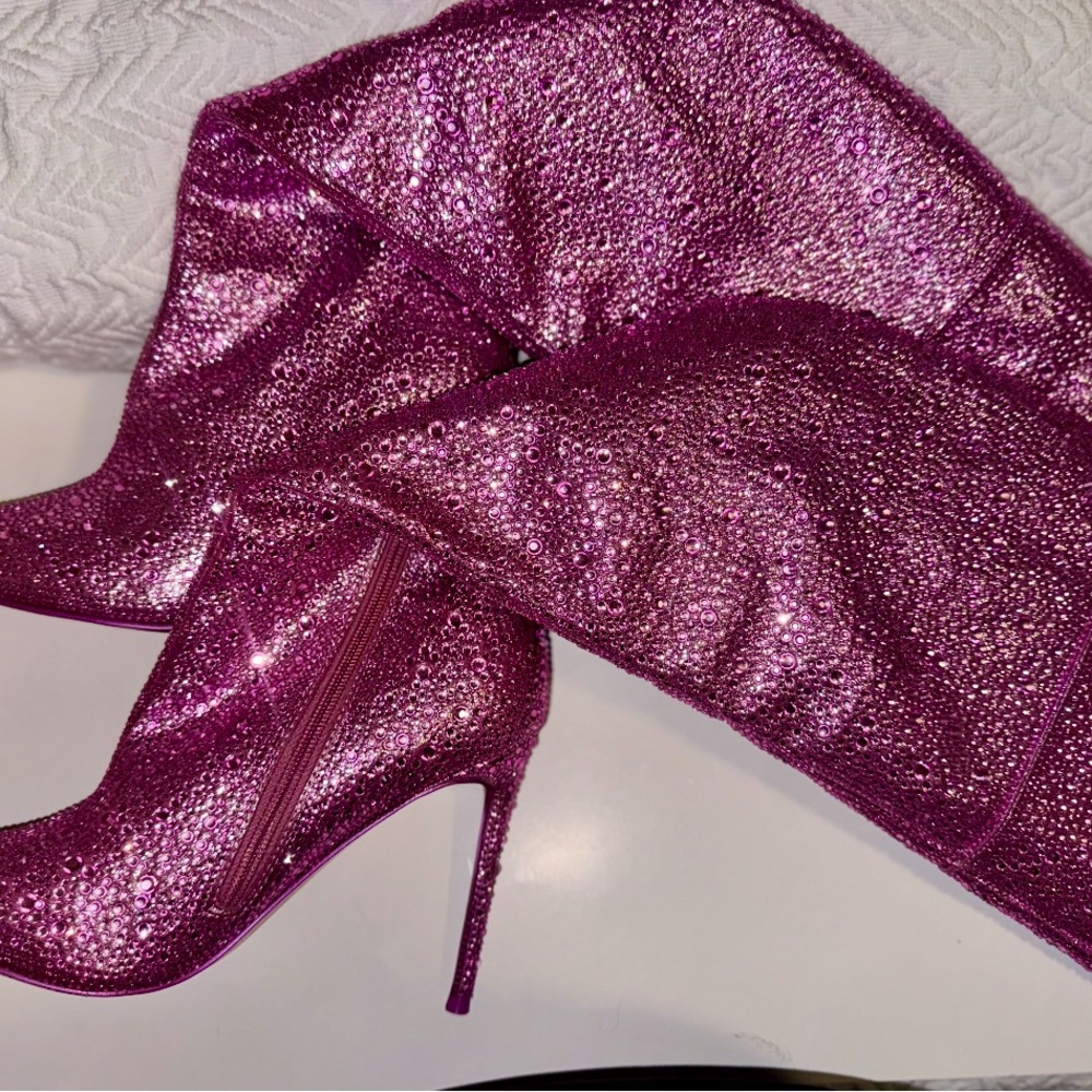 Steve Madden Glittering Fuchsia Heeled Boots